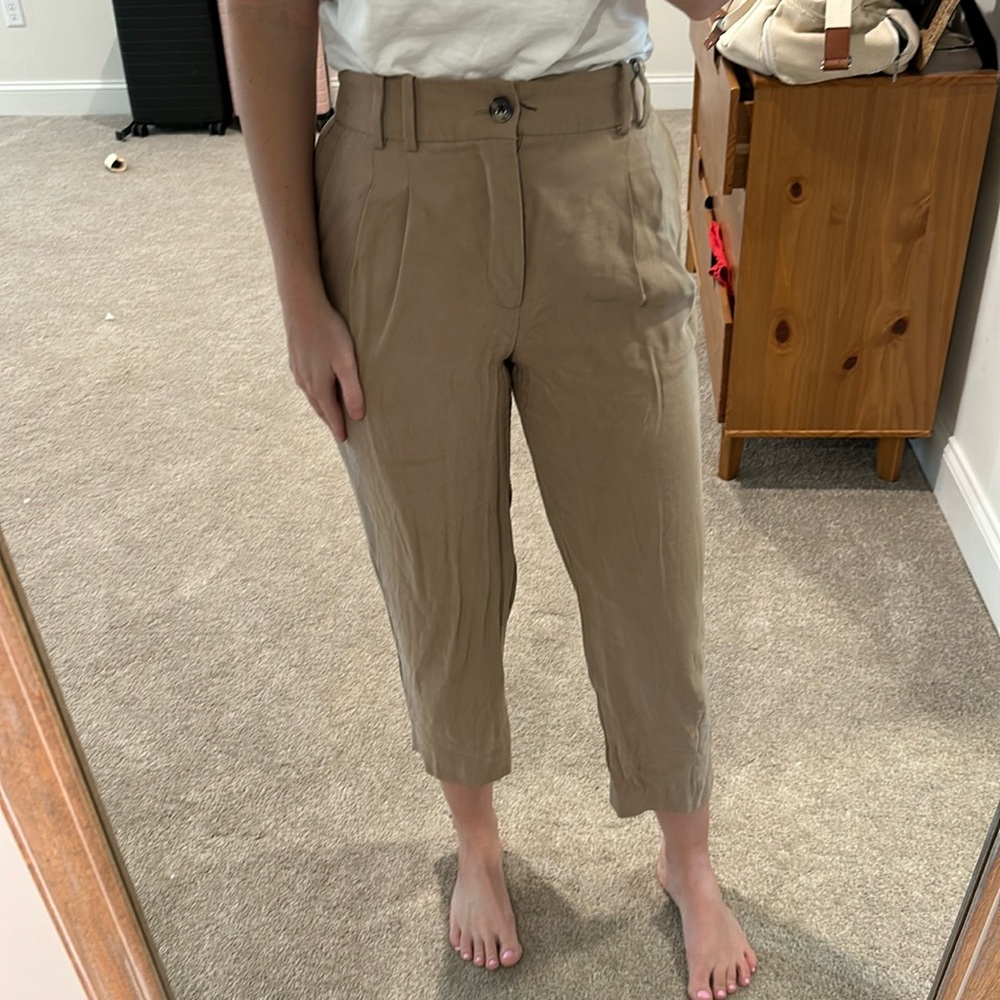 Taupe cropped trousers